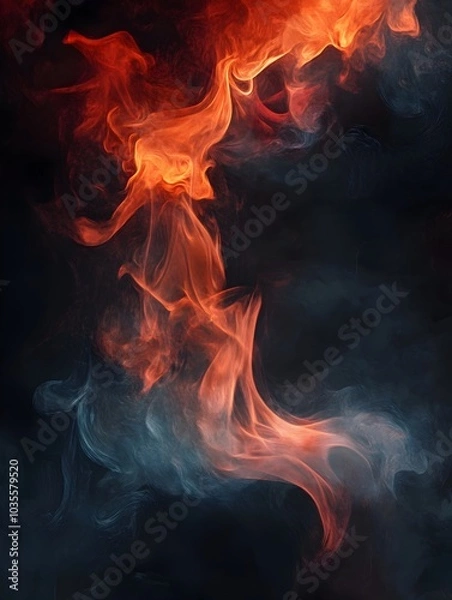 Fototapeta Captivating Digital Painting of Vibrant Smoke and Fiery Flames