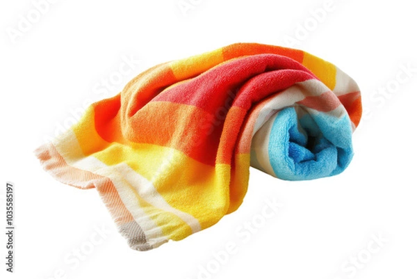 Fototapeta Versatile Beach Towel Isolated on transparent Background Ideal for Summer Activities and Relaxation