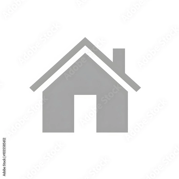 Fototapeta Basic House Icon Grey Minimal Design
