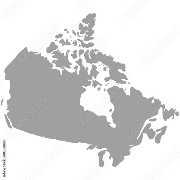Fototapeta map of canada gray on a white background