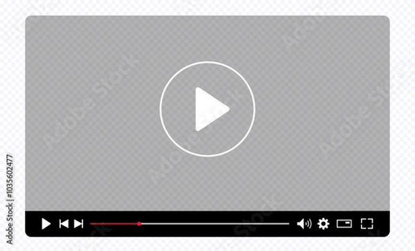 Fototapeta Multimedia video player template for online cinema, video live streaming, social media interface vector