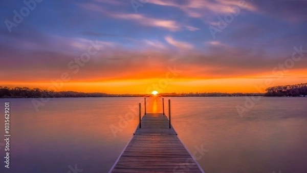 Obraz Sunset over lake