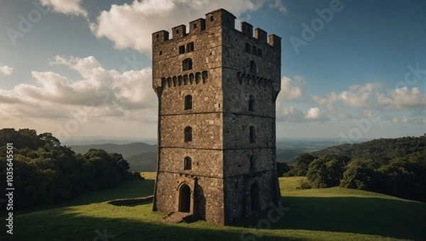 Fototapeta A stunning archer tower bathed in the soft glow of candlelight creates warmth and intimacy