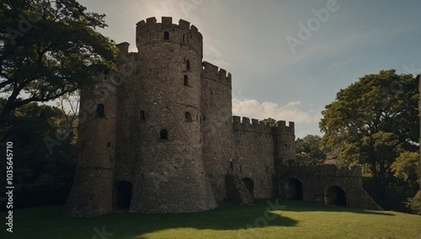 Fototapeta A stunning archer tower captured in the golden hour glow