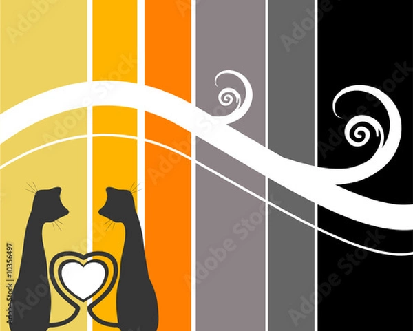 Obraz Two Cats against Stripes Design
