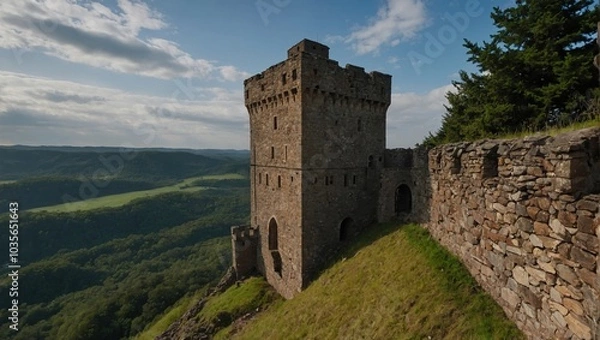 Fototapeta A whimsical archer tower in a fairytale setting enchants all who visit