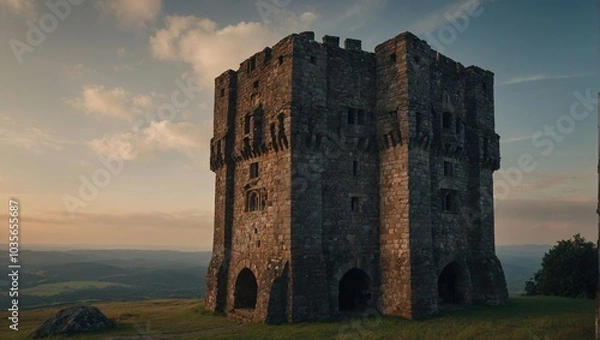 Fototapeta An ancient archer tower overlooking the battlefield tells stories of valor and courage