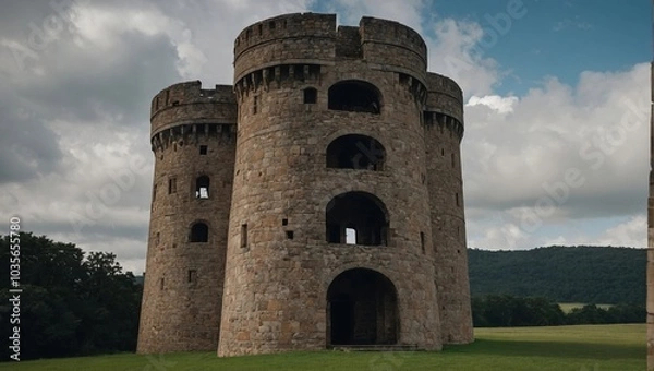 Fototapeta An ancient archer tower overlooking the valley tells stories of heroes and battles