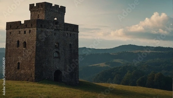 Obraz An ancient archer tower surrounded by nature's beauty creates an idyllic retreat for all