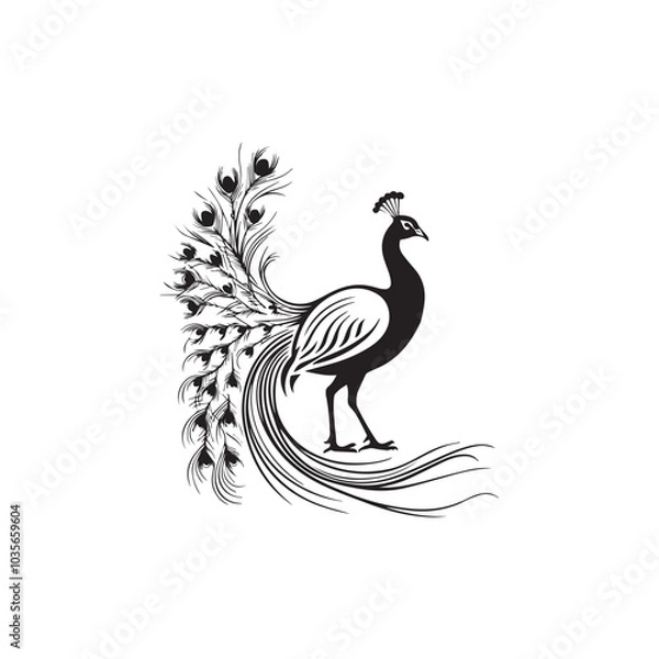 Obraz The peacock Silhouette vector