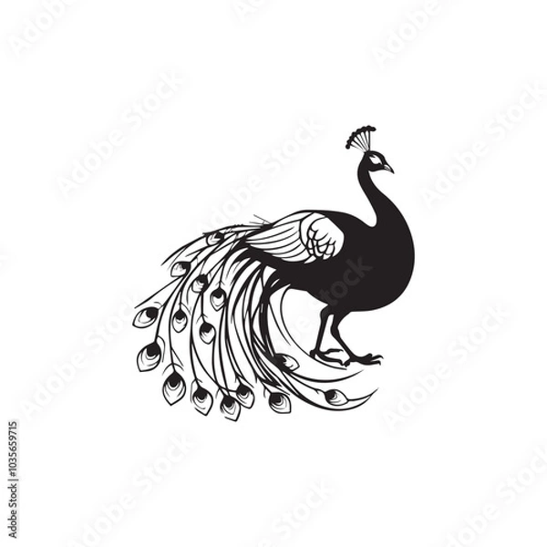 Obraz The peacock Silhouette vector