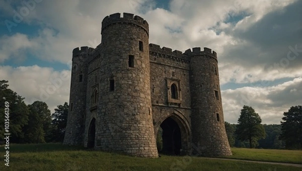 Obraz An artist's rendition of the beautiful archer tower at dusk