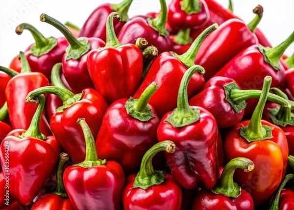 Obraz Closeup of Vibrant Hanoi Red Peppers - Vietnamese Chili on White Background for Culinary Inspiration
