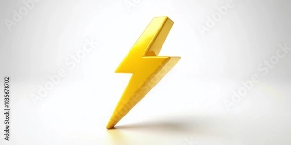 Fototapeta Yellow Thunderbolt Icon on White Background for Energy and Power Concepts