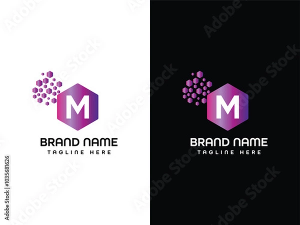 Obraz M letter Leaf Logo Aeroplane logo Design  Template