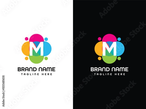 Obraz M letter Leaf Logo Aeroplane logo Design  Template