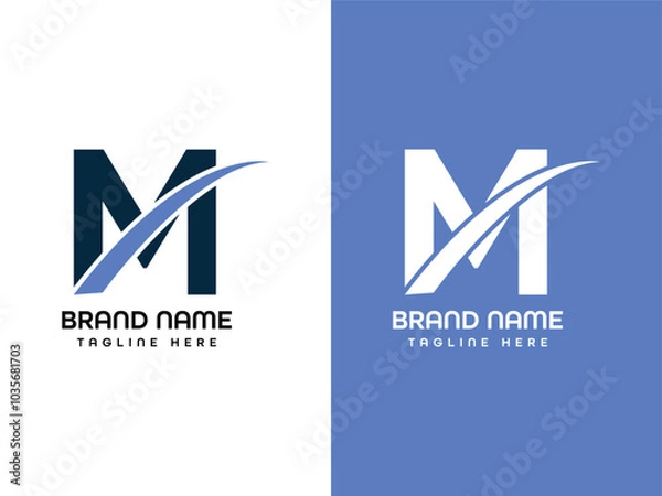Obraz M letter Leaf Logo Aeroplane logo Design  Template