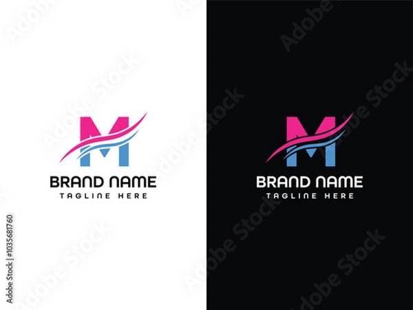 Obraz M letter Leaf Logo Aeroplane logo Design  Template