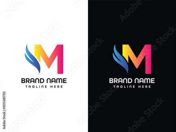 Obraz M letter Leaf Logo Aeroplane logo Design  Template