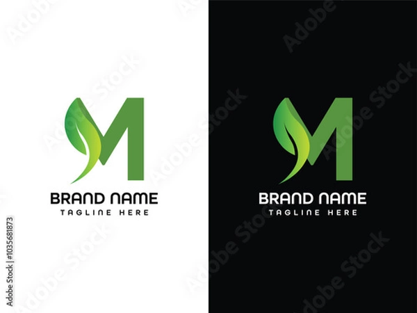 Obraz M letter Leaf Logo Aeroplane logo Design  Template
