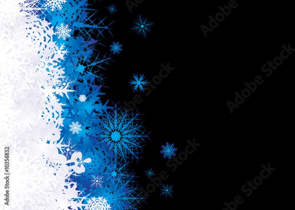 Fototapeta Christmas snow flake inspired background in blaue and black