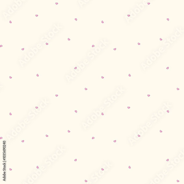 Obraz Charming minimalistic vector pattern with small pink hearts on a beige background. Perfect for stationery, home decor, fashion, and Valentine's Day designs.