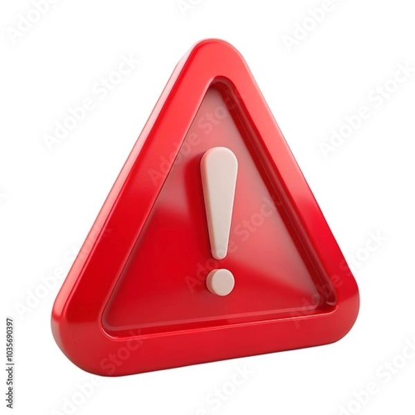 Fototapeta 3D Red Triangular Warning Sign