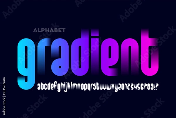 Fototapeta Gradient. Modern lowercase font design, alphabet letters and numbers vector illustration