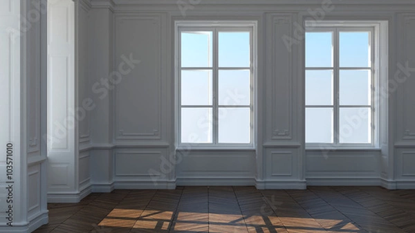 Obraz Renderowanie 3d. Białe klasyczne wnętrze
