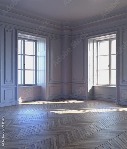 Obraz 3d rendering. The white classic interior