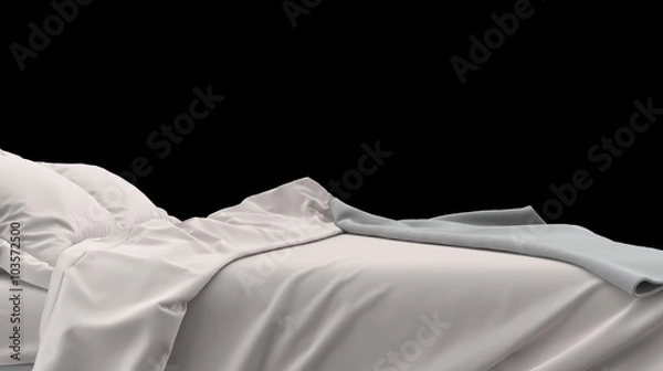 Obraz Łóżko z poduszkami i kocem