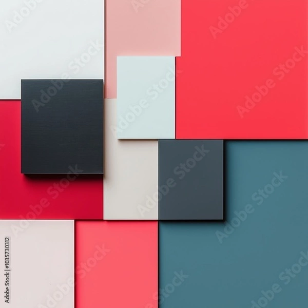 Fototapeta A dynamic collage of squares and rectangles in various colors, showcasing modern abstract design principles and balance.