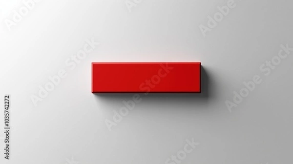 Fototapeta 3D Red dash, minus symbol on white background.