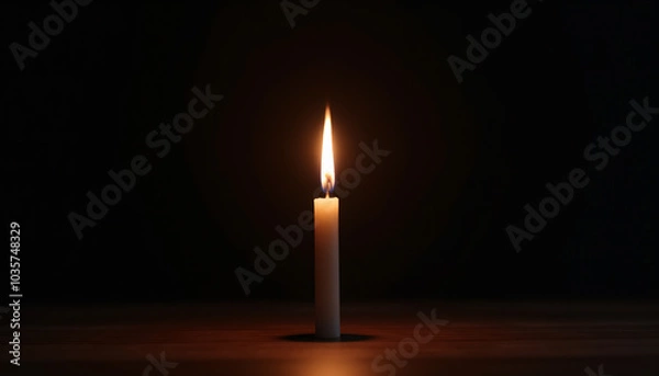 Fototapeta Burning Candle in Darkness: Symbol of Hope