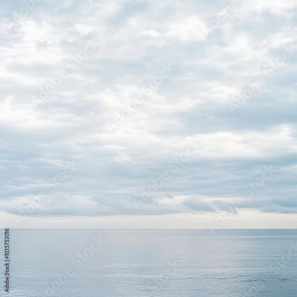 Fototapeta Serene Seascape with Calm Waters and Cloudy Sky   Minimalist Composition