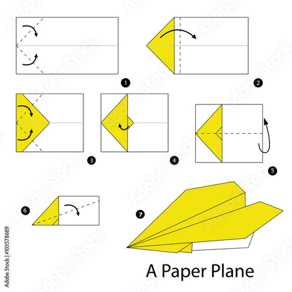 Obraz instrukcje krok po kroku, jak zrobić samolot origami