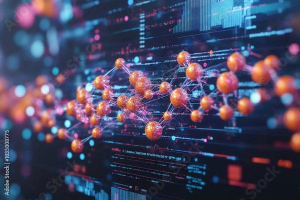 Obraz Close-Up of a Computer Screen Displaying AlphaFold Protein Structures