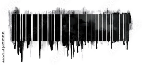 Obraz Bar code dripping with ink on a white background. 