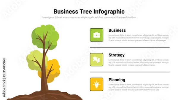 Obraz Tree infographic presentation layout fully editable.