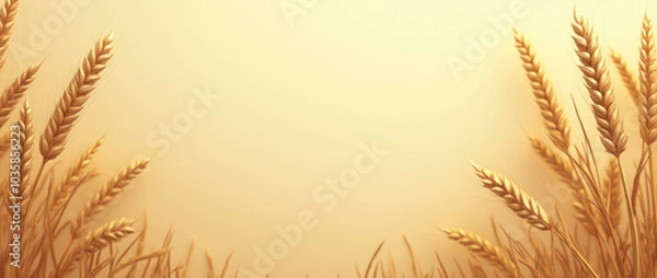 Fototapeta Wheat frame made of golden wheat or rye ears. Ears of wheat border