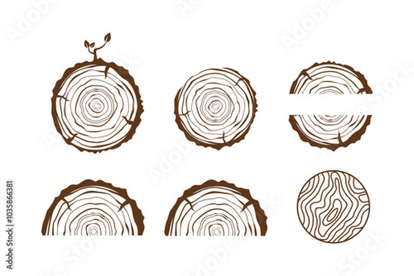 Obraz cross section of the trunk with tree rings Logo design vector. Tree growth rings. Tree trunk cross-section