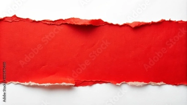 Obraz Red crumpled torn paper creating a ripped effect on a white background