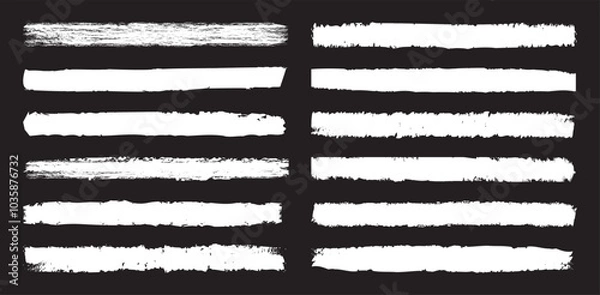 Obraz Set of hand painted chalk brushes. Hand drawn grunge lines on chalkboard background can be used as art brushes.
