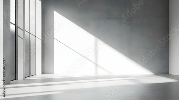 Fototapeta Empty gray concrete room, offering a neutral background for product presentation  -