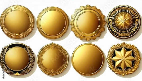 Fototapeta  gold badge element set white background
