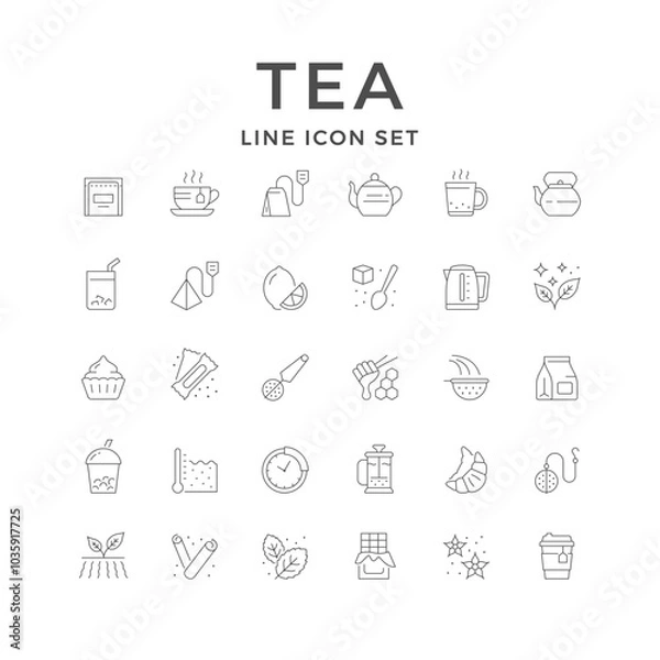 Obraz Set line icons of tea