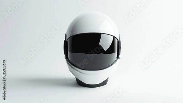 Obraz White astronaut helmet with black visor, isolated on a white background.