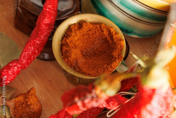 Obraz Pimentón, elaboración con pimiento seco de la vera, especie de España