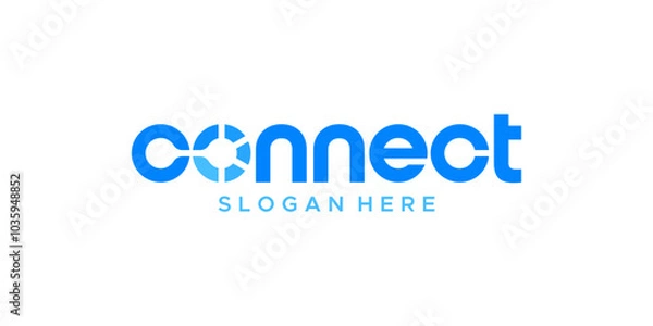Fototapeta Connect word mark logo design. Connection logo with technology data progress connected design graphic symbol icon vector.