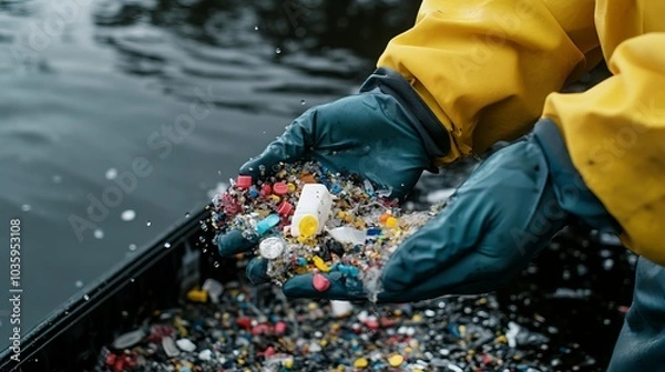 Obraz Microplastic contamination poses a prevalent environmental concern. To assess its extent, scientists collect water samples for analysis. These samples provide valuable insights into the presence
